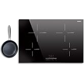 Karinear 30 Inch Induction Cooktop, 4 Burners Electric Stove top, 240V | Sensor Touch Control, 9 Power Level Drop-in Induction Stove top, Child Safety Lock, Timer, 7200w, No Plug(come with a pot)
