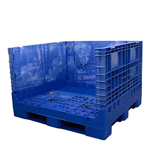 New Blue Collapsible Bulk Container (2 Doors) Exterior 45W x 48" L x 34" H - Superior Quality and Value - Made in USA (Only 20 pcs Left)