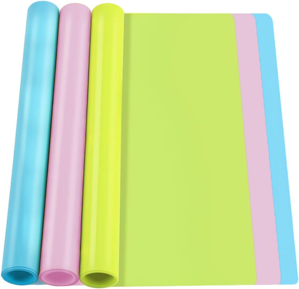 3 Pieces 40x30cm Silicone Mat for Resin, A3 Large Table Mats, Silicone Sheet for Crafts, Countertop Protector, Non Slip Baking Placemats for Kids (Blue, Pink, Green)