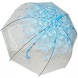 Clear Bubble Umbrella Half Automatic Flower Dome Shape Rain Umbrella