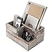 MyGift Rustic Torched Wood Desktop Office Stationery Organizer Tray with 3 Compartment, Multipuprose Caddy Remote Control and Media Storage Holder