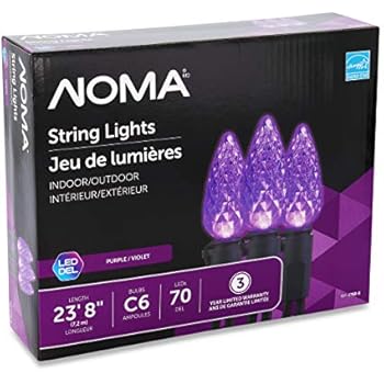 NOMA LED Christmas Lights | 70-Count C6 Purple Bulbs | 23' 8