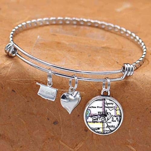 Oklahoma Map Bracelet Tulsa OK USA States
