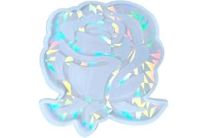 CZHOTG Transparent Resin Mold, Crystal Flower Silicone Coaster Mould Fashion Holographic Coaster Resin Molds Rose Flower Cup Mat Epoxy Mold Home Decor Jewelry Casting Molds