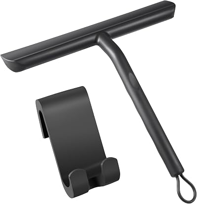 Vinabo Silicone Squeegee Shower Cleaner with Hook Black
