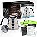 Pour Over Kettle with Silicon Coaster Bonus - Gooseneck Dripper for Tea and Coffee - Brushed Stainless Steel, Ergonomic Designed, 40 Oz/1.2 L