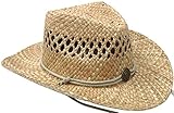 TAUT Unisex Woven Straw Ranch Cowboy Hat with Shapeable Brim Western_Natural2
