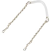 Uxcell 39" Leather Iron Flat Chain Strap for Handbag Purse - Shoulder Replacement Handle, White With Gold Chain