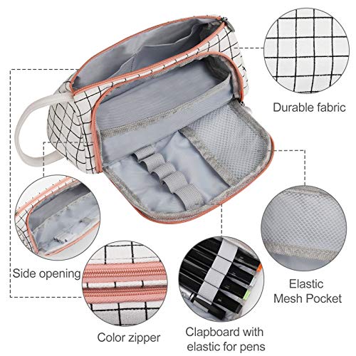 Fabric Pencil Case, Big Capacity Pencil Case, Pen Organizer with Color Zipper, Two Different Open Method, School and Office Supplies, 8.5x6.2x3.2(H) inches, (Blue) - Thumbnail 4