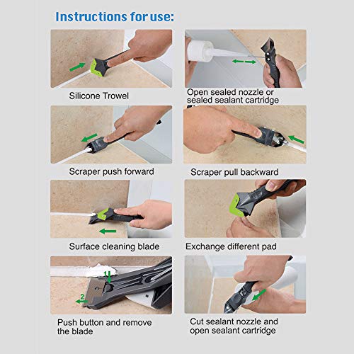 Grout Removal tool for Tile,Caulk Tools to clean Joint of Window， tile grout tools With 5 Functions, To finishing Kitchen Bathroom and Sink