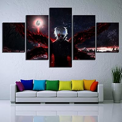 Gujiu Dark Hd Impresion Lona Pinturas Casa Decor 5 Panel De Tokyo