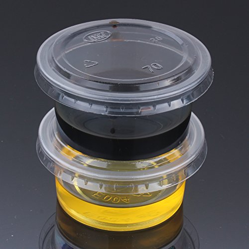 Zicome Plastic Disposable Portion Cups Souffle Cup with Lids, 3-Ounce, 100-Pack