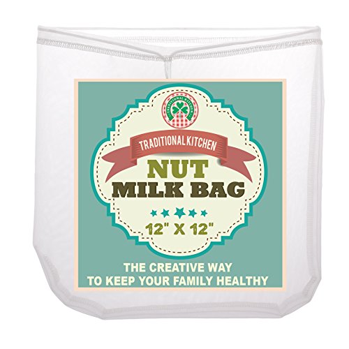 UPC 646437053419, Traditional Kitchen Nut Milk Bag - Strainer &amp; Cheesecloth Food Grade - Almond Milk, Yogurt and Juice Maker - Cold Brew Coffee Filter - Reusable bags - Fine Mesh Nylon - Perfect quality &amp; size 12&quot;x12&quot;