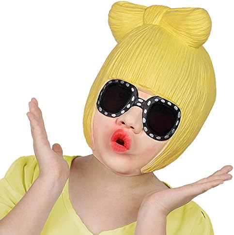 Halloween Mask Latex Full Head Mask Realistic Rock Star Lady Deluxe Novelty Costume Cute Mouth
