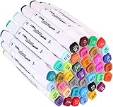 Pack of 40 Double Tip Colored Markers - Suitable For Kids And Adults - Ideal For Sketching and Coloring Ink - By Utopia Home