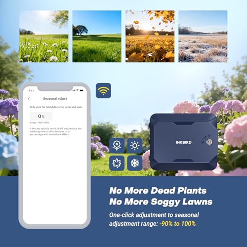 Inkbird IICO-800 8 Zone WiFi Irrigation Control Unit with Protective Cover, 16 Irrigation Programs, Rain Jump, Water Calculation, Manual Irrigation, Control Unit for Garden