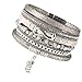 REEBOOO Boho Bracelet, Leather Bracelet  with Pineapples Charm Jewelry Gift for Her (Grey)