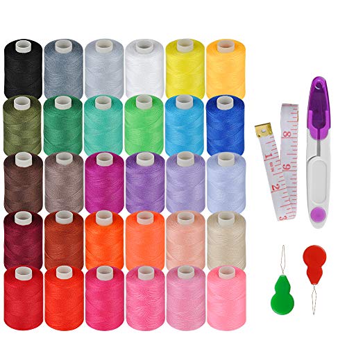 GEEDIAR Sewing Threads for Sewing Machine 30 Colors Spools Polyester