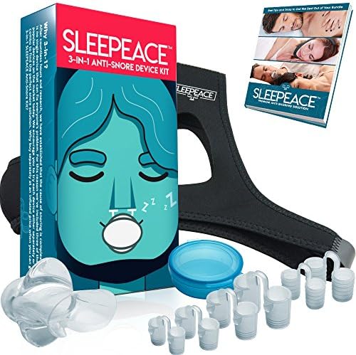 3 in 1 Anti Snoring Devices - Stop Snore Using Nose Vents - Comfortable Sleep Solutions - Chin Strap Included | by Sleepeace