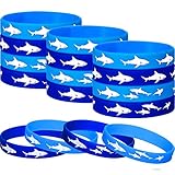 48 Pieces Shark Party Favors Rubber Wristbands Bracelet, Under the Sea, Shark Birthday Party Favors Supplies Gift Decorations (48 Pieces)