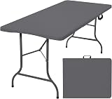 Rainberg 6ft Heavy Duty Plastic Folding Table Grey 1800 x 750 mm view 1