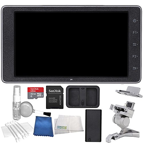 DJI CrystalSky Monitor 5PC Bundle – Includes CrystalSky Mounting Bracket + Sandisk Ultra 32GB MicroSD Memory Card with Adapter + 5PC Cleaning Kit + Microfiber Cleaning Cloth (5.5" High-Brightness)