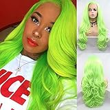 Neon Green Lace Front Wig Curly Fluorescent Green Synthetic Lace