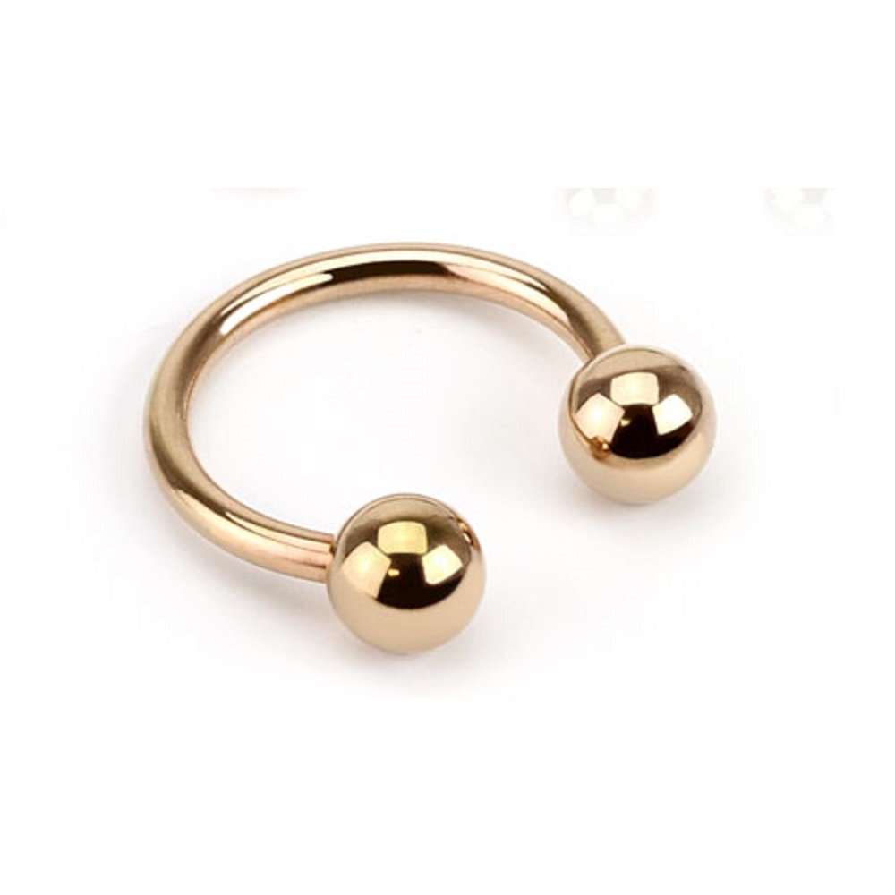 PiercedOff Rose Gold Tone PVD over 316L Surgical Steel 1.2mm Horseshoe Barbell with Externally Threaded 3mm Balls - 8mm Horseshoe