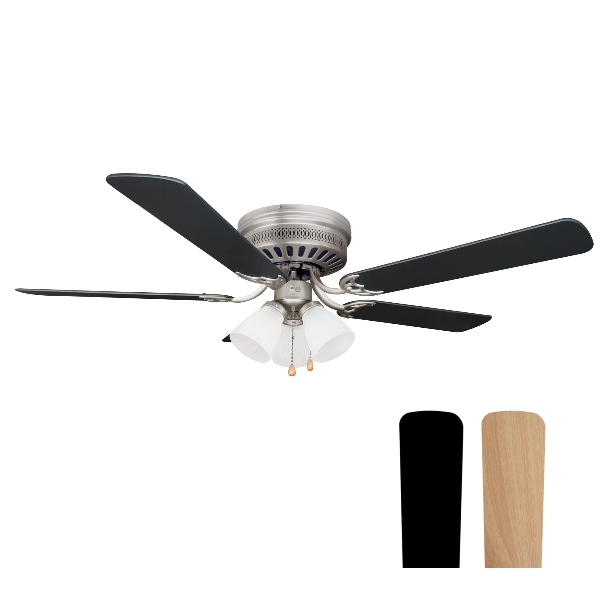 Photo 1 of Design House Millbridge 52-Inch Hugger Ceiling Fan with LED Light Kit, 5 Reversible Blades, 3-Speed, Satin Nickel, 157388-SN