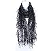 AN Fashion Leafy Lace Scarf Womens With Tassels Oblong Scarf All Black