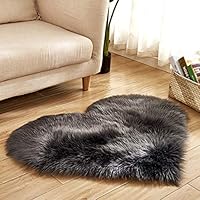 Nuxn 40 x 50cm Heart Shape Faux Sheepskin Rug Soft Long Plush Fluffy Shaggy Carpet Area Mats Rugs Bedroom Sofa Decorative Floor Carpet