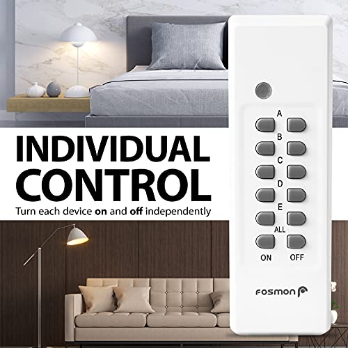 Fosmon Wireless Remote Control Electrical Outlet Switch (5 Pack + 2