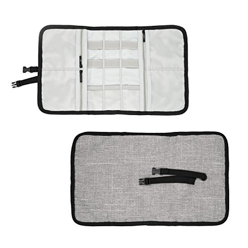 Patu Roll Up Folding Travel Organizer Case for Cables, Memory Cards, Flash Disks, Earphones, Portable Hard Drives, Power Banks or Adapters, or Other Small Electronics and Accessories, Gray - Thumbnail 7