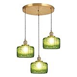 Qufute 3-Light Modern Chandelier Green Glass