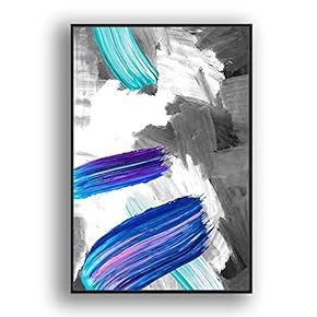 Framed Canvas Wall Art for Living Room, Bedroom Colored Brush Canvas Prints for Modern Home Decoration Ready to Hang - 16"x24" inches
