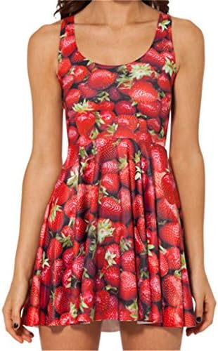 Aoibox Women's Digital Print Sleeveless Pleated Skater Dress