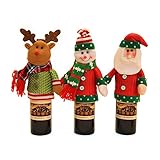 Wine Bottle Cover Bag Christmas Wine Decoration Decor Wine Bottle Dress Holiday Clothing Wine Bottle Lovely Gift Package Cover 3 Pieces/Set
