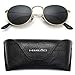 Small Round Vintage Mirror Lenses UV Protection Unisex Sunglasses by HMIAO (Silver Frame, Black) ...