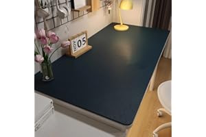 RHPBSF Leather Desk Pad Protector, Office Desk Mat, Large Mouse Pad, Non-Slip PU Leather Desk Blotter, Laptop Desk Pad, Waterproof Desk Writing Pad for Office and Home (Dark Blue, 39.4 * 15.7)