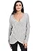 Joeoy Women's Gray Criss Cross Wrap Front V Neck Long Sleeve Knit Sweater Jumper