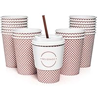 Sweetzer & Orange 12 Oz. Disposable Paper Coffee Cups with Lids (Set of 100) Includes Stir Sticks and Sleeves - Great Checkered Design for Tea, Hot Chocolate, Mochas and Lattes, Too (Red)