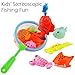 CozyBomB Kids Fishing Bath Toys Game - 17Pcs Magnetic Floating Toy Magnet Pole Rod Net, Plastic Floating Fish - Toddler Education Teaching and Learning Colors (Bath)