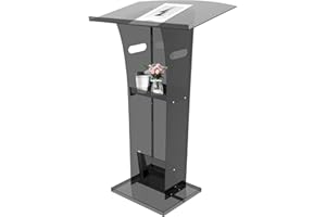 NALWORT Acrylic Podium Stand 43"H, Clear Black Podium with Storage Shelf, Portable Pulpits for Churches, Lecturns and Podiums for Wedding, Classroom, Conference, Clear Black, 43"H x 23"W x 17"D