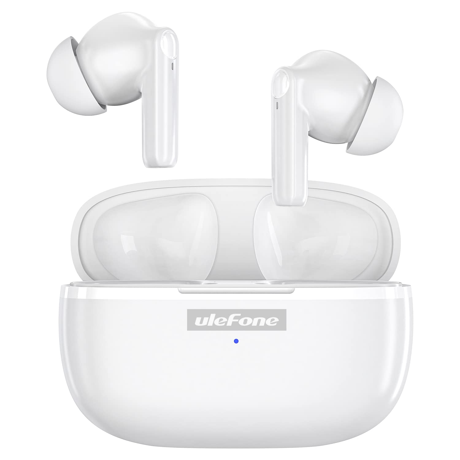 Ulefone Wireless Headphones Earbuds, in Ear Microphone, Bluetooth 5.1, Type-C Charging, Touch Control, LED Display, for iPhone/Android/IOS, White