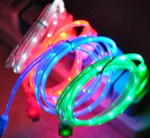CCKING 3 peces !Illuminated USB Charging Cable Cord for Android System Smartphone, Samsung Galaxy S6 S7 Edge,HTC,Sony,LG(Blue & Green & Red)