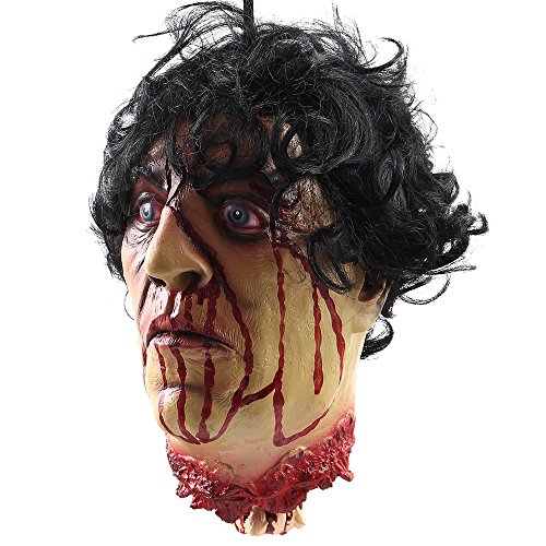 ODOMY Halloween Severed Head Props Hanging Scary Bloody Cut Off Head Latex Zombie Halloween Decorations (Style 4)