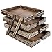 MyGift 4-Tier Wood Desktop Document Paper Organizer Collapsible Distressed Brown Expandable Stacking Trays