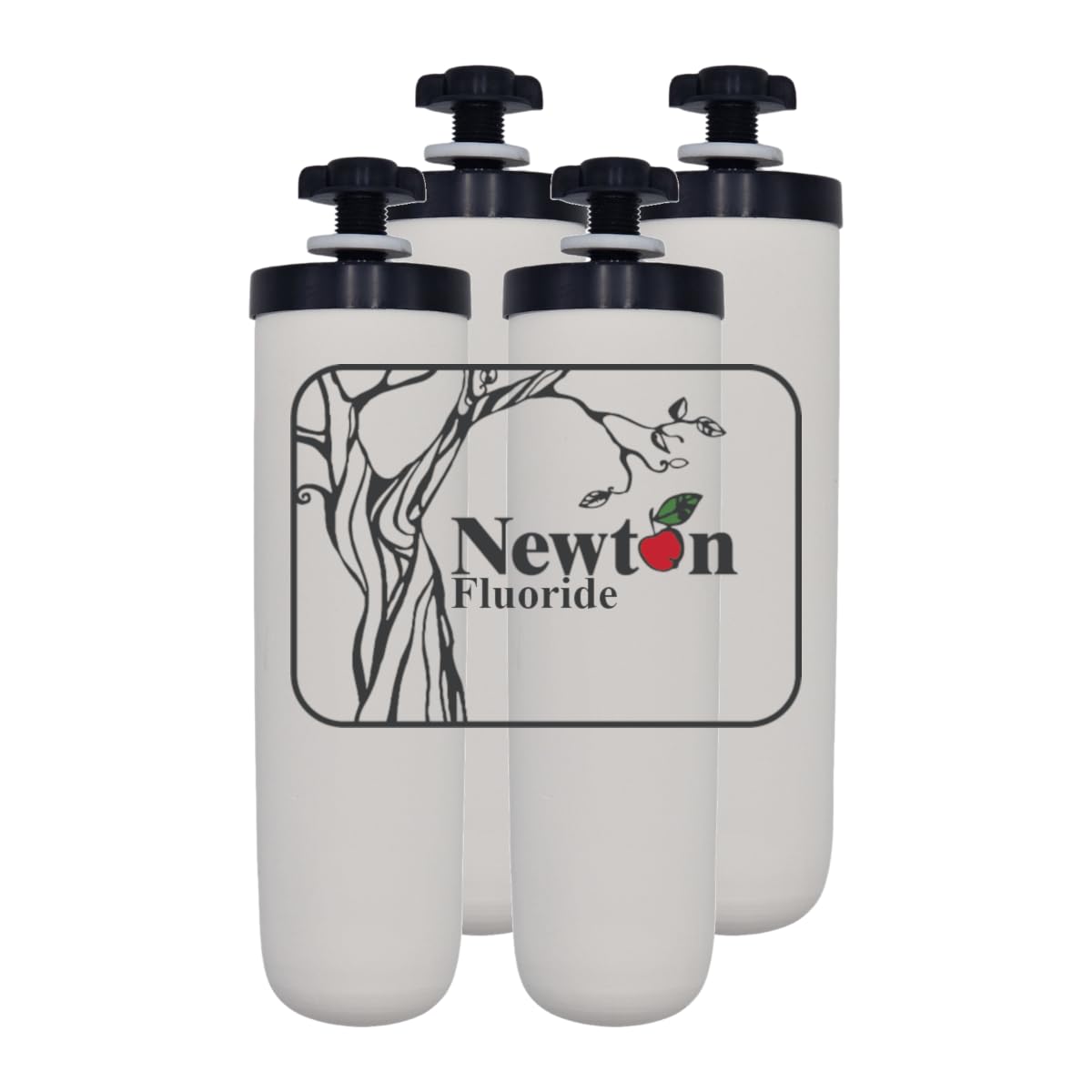 Newton Gravity Water Filter with Fluoride Removal | High Capacity Ceramic Candle | Compatible with British Berkefeld Ultra Fluoride | Compatible with British Berkefeld, Berkey (4 Pack)