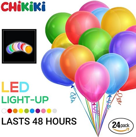 LED Light Up Balloons 24-Pack Mixed Colors by CHIKIKI - Premium Party Lights - Lasts Up to 48 Hours - Ideal for Parties, Wedding and Birthday Decorations
