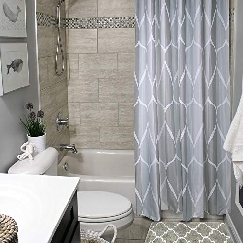 Uphome Fabric Shower Curtain, Grey Water/Teardrop Cloth Shower Curtain